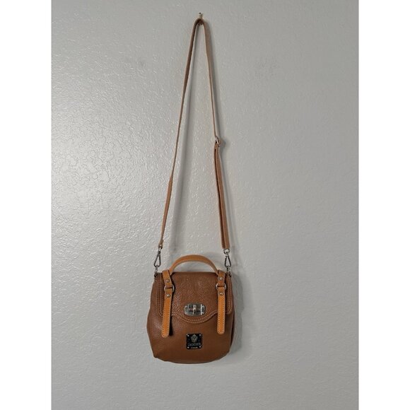 I Medici Firenze Leather Crossbody Purse Shoulder Bag Mini Brown/Tan - Picture 1 of 11